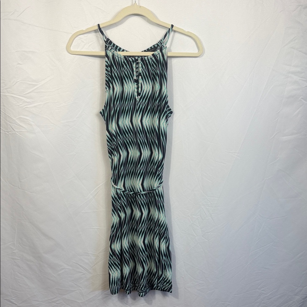 Banana Republic Black Teal and White Midi Dress